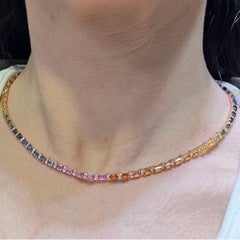 18KT Rose Gold Multi-Sapphire Tennis Necklace