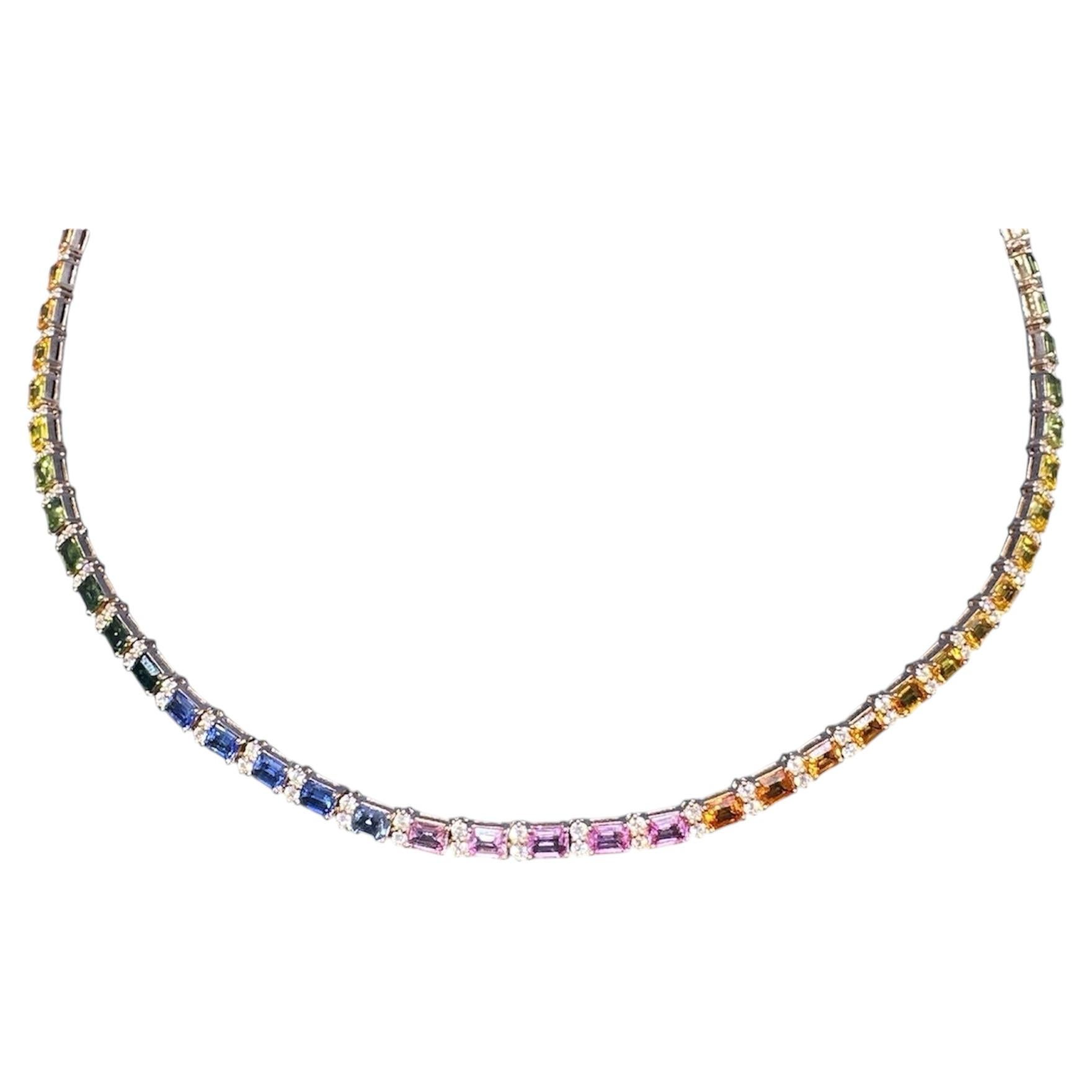 Collana tennis con più zaffiri in oro rosa 18KT in vendita