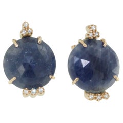 18Kt  Oro rosa  Zaffiro Blu Naturale Diamanti Bianchi Classico Moderno  Orecchini