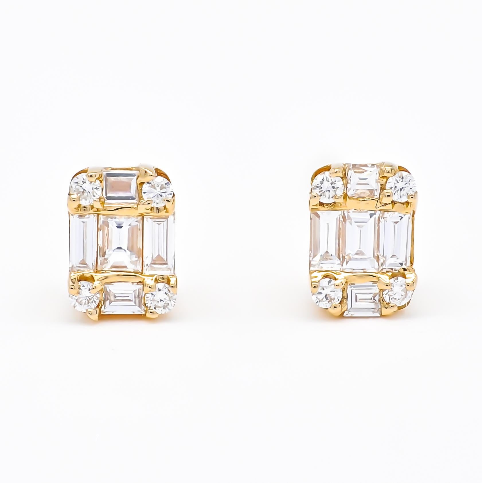 18 Karat Rose Gold Natural Diamond Modern Stud Earrings E54743-RG For Sale 5