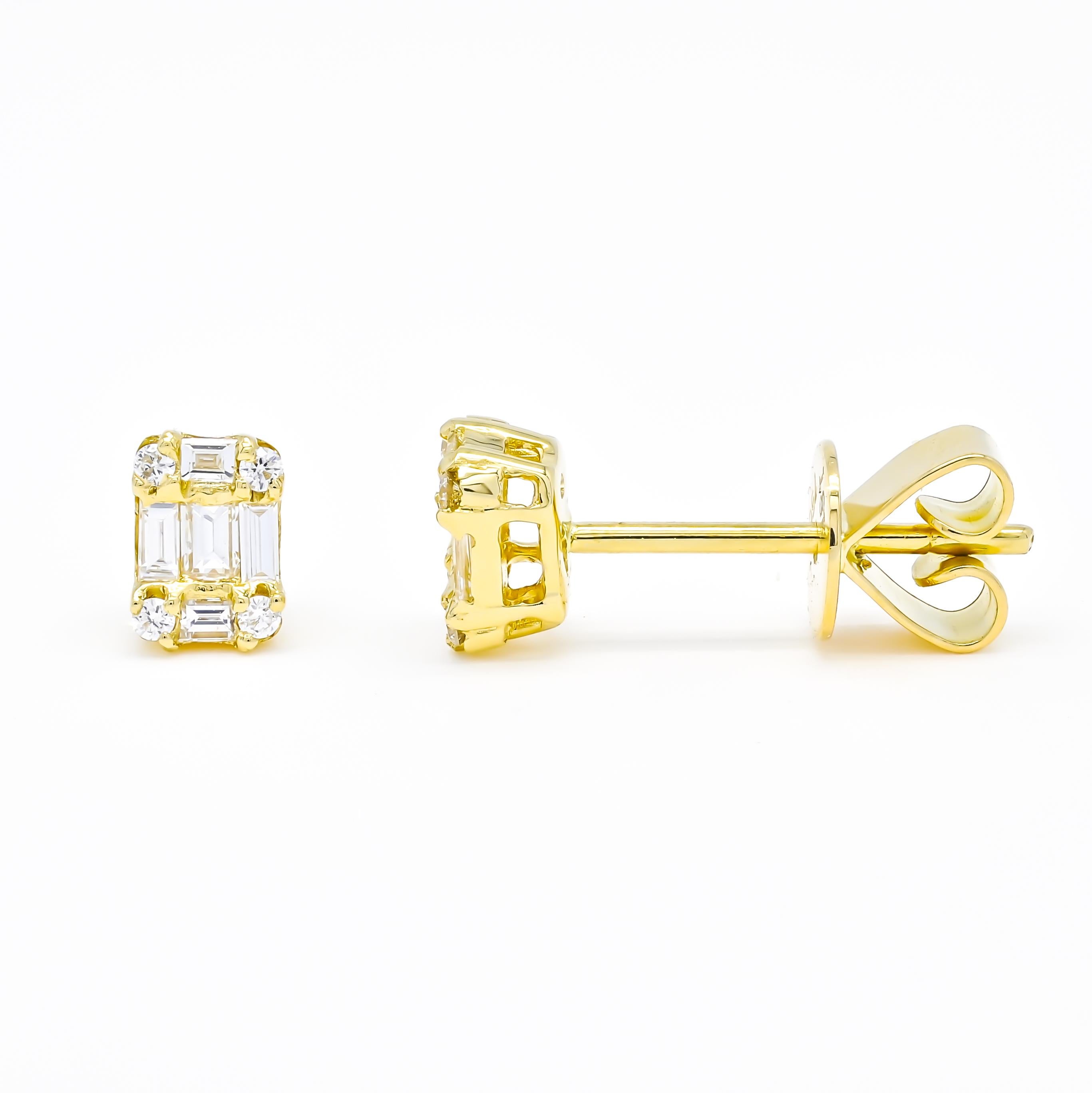Art Nouveau 18 Karat Rose Gold Natural Diamond Modern Stud Earrings E54743-RG For Sale