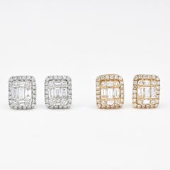 Natural Diamond 0.70 carats 18KT Rose Cluster Simple Stud Earrings