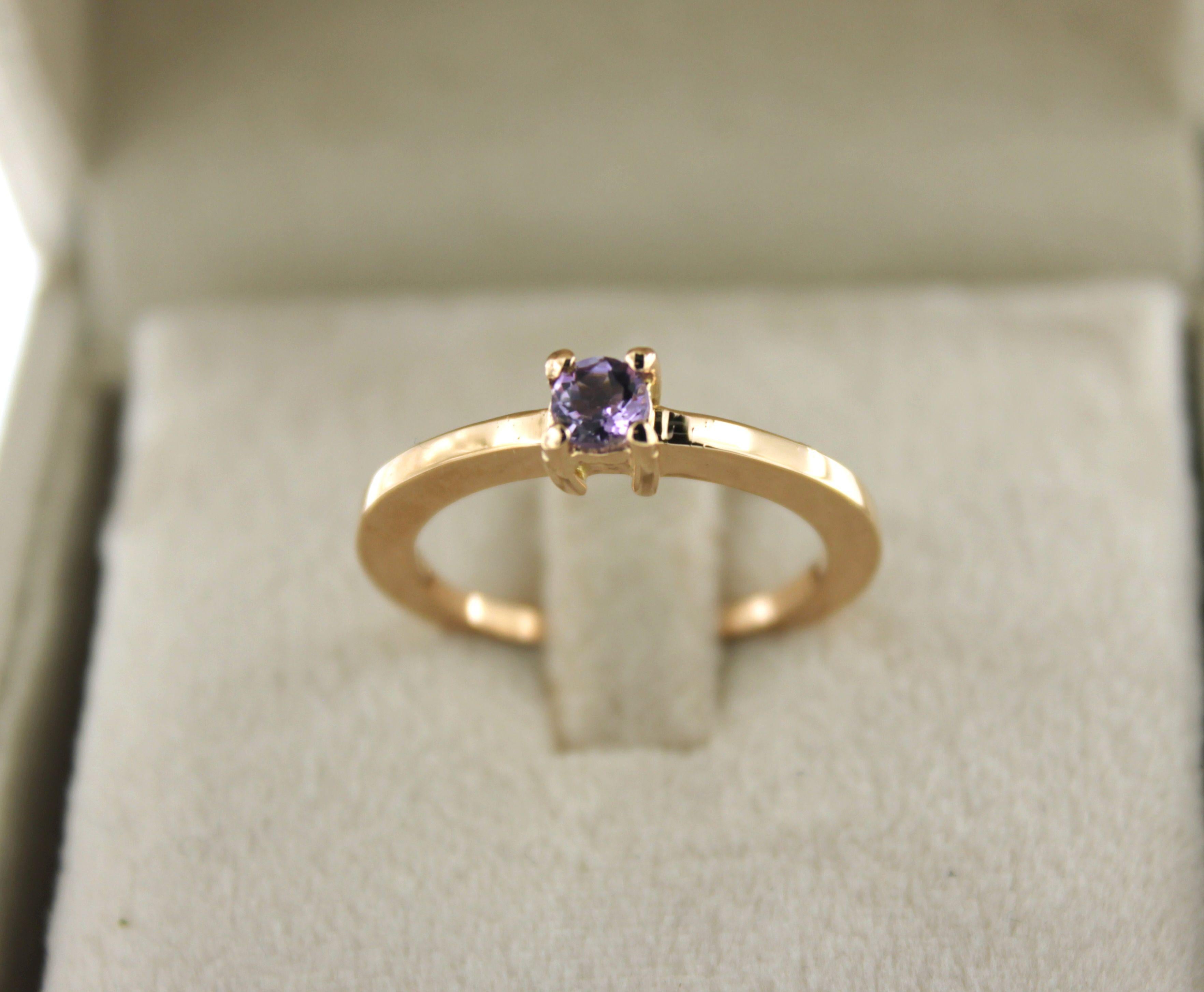 Special ring in rose gold with natural stone Amethyst  elegant and classic modern cocktail or engagement  ring in rose gold 18kt with natural stone amethyst  . Ideal ring to wear every day, made in Italy by Stanoppi Jewellery since 1948 
a ring with