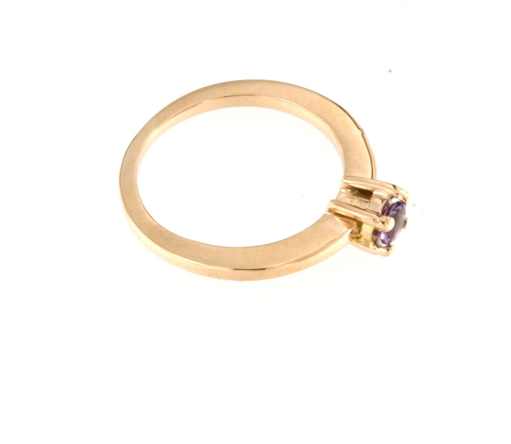 18Kt  Rose Gold Natural Stones Ametyst Fashion Cocktail Engagement Modern Ring  For Sale 3