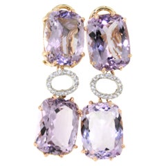18Kt  Rose Gold Natural Stones Ametyst Fashion  Modern Earrings
