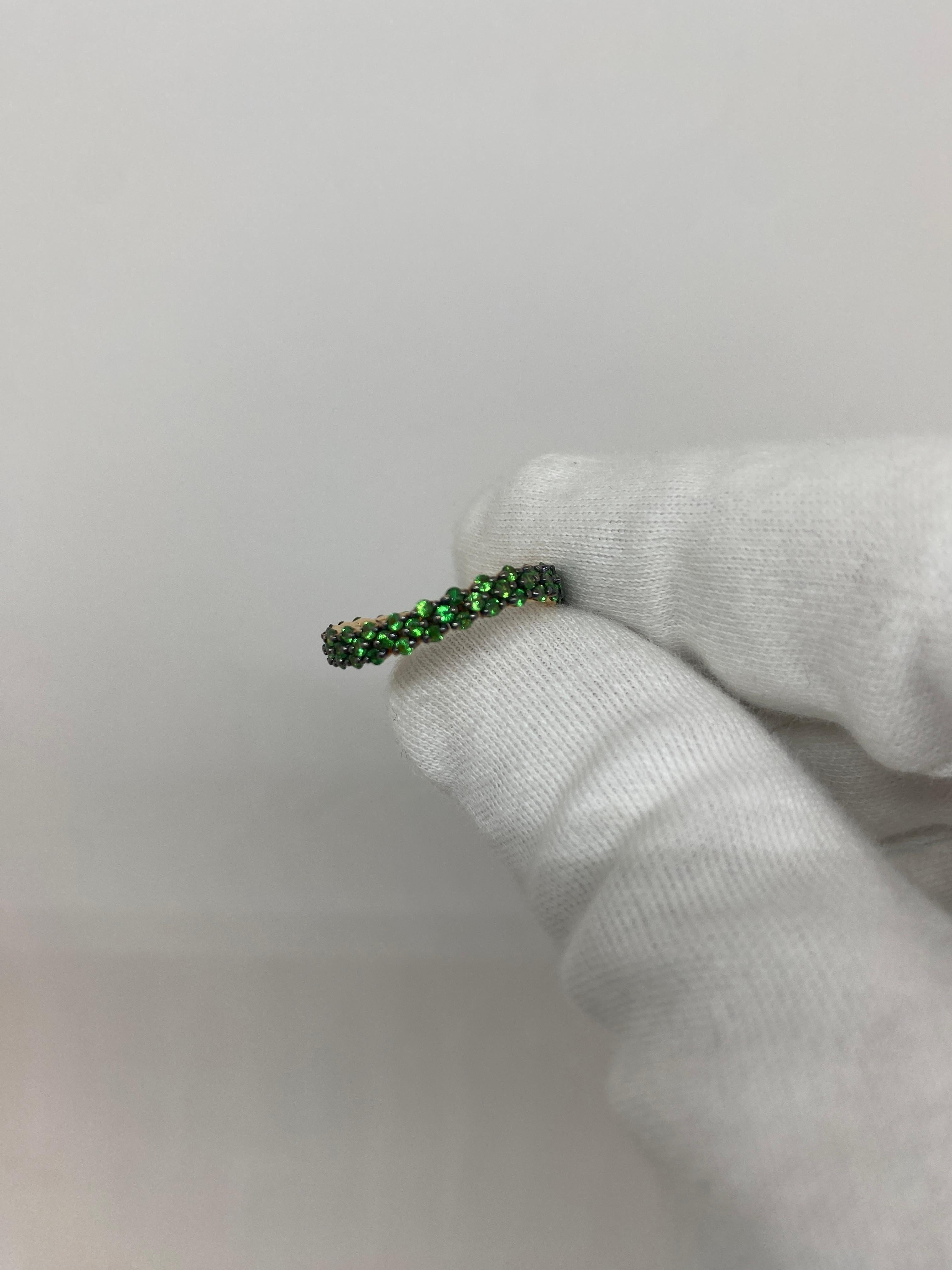 18Kt Rose Gold Riviere Ring Natural Tsavorite 1.33 Ct In New Condition For Sale In Bergamo, BG