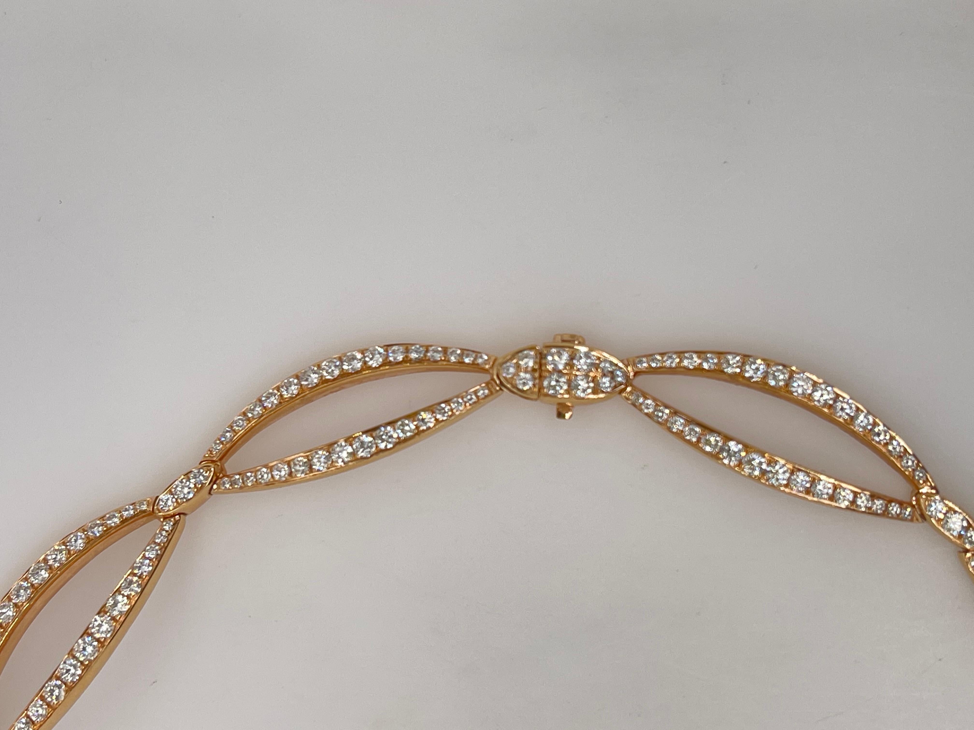 18kt Rose Gold Open Diamond Link Necklace In New Condition For Sale In Toronto, CA