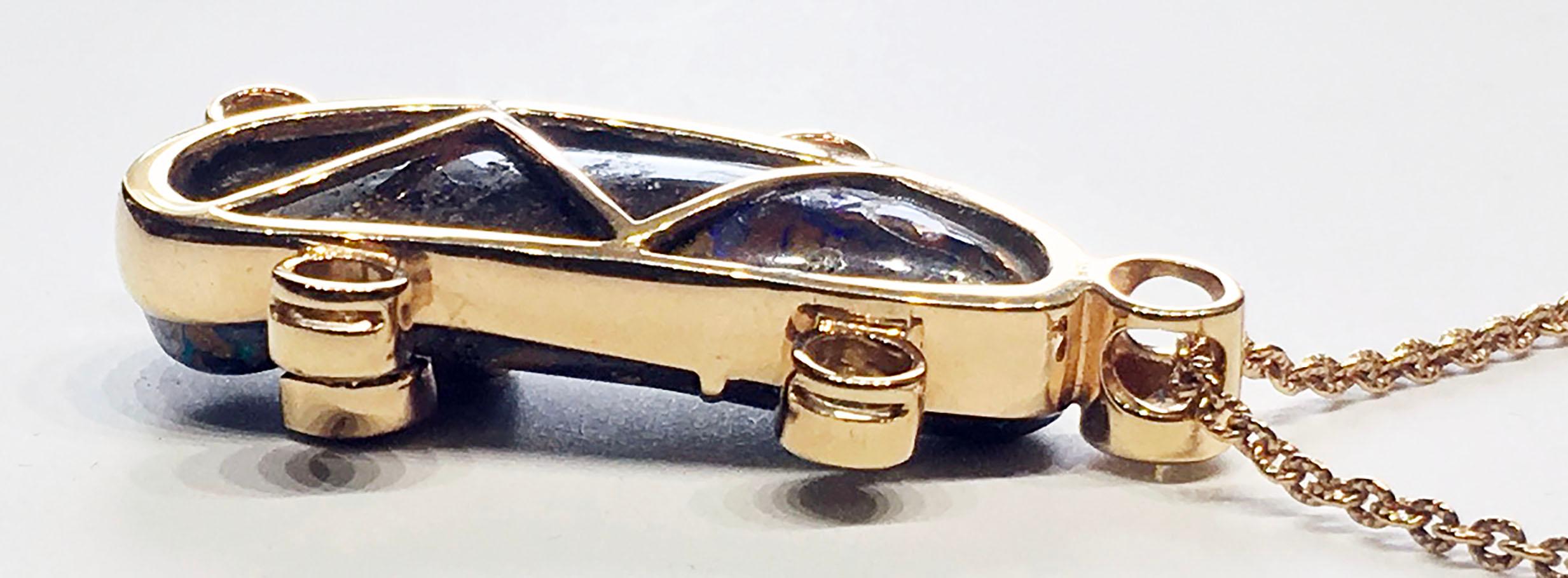 18kt Rose Gold Pendant with Cognac Diamonds and Australian Boulder Opal Cabochon For Sale 14