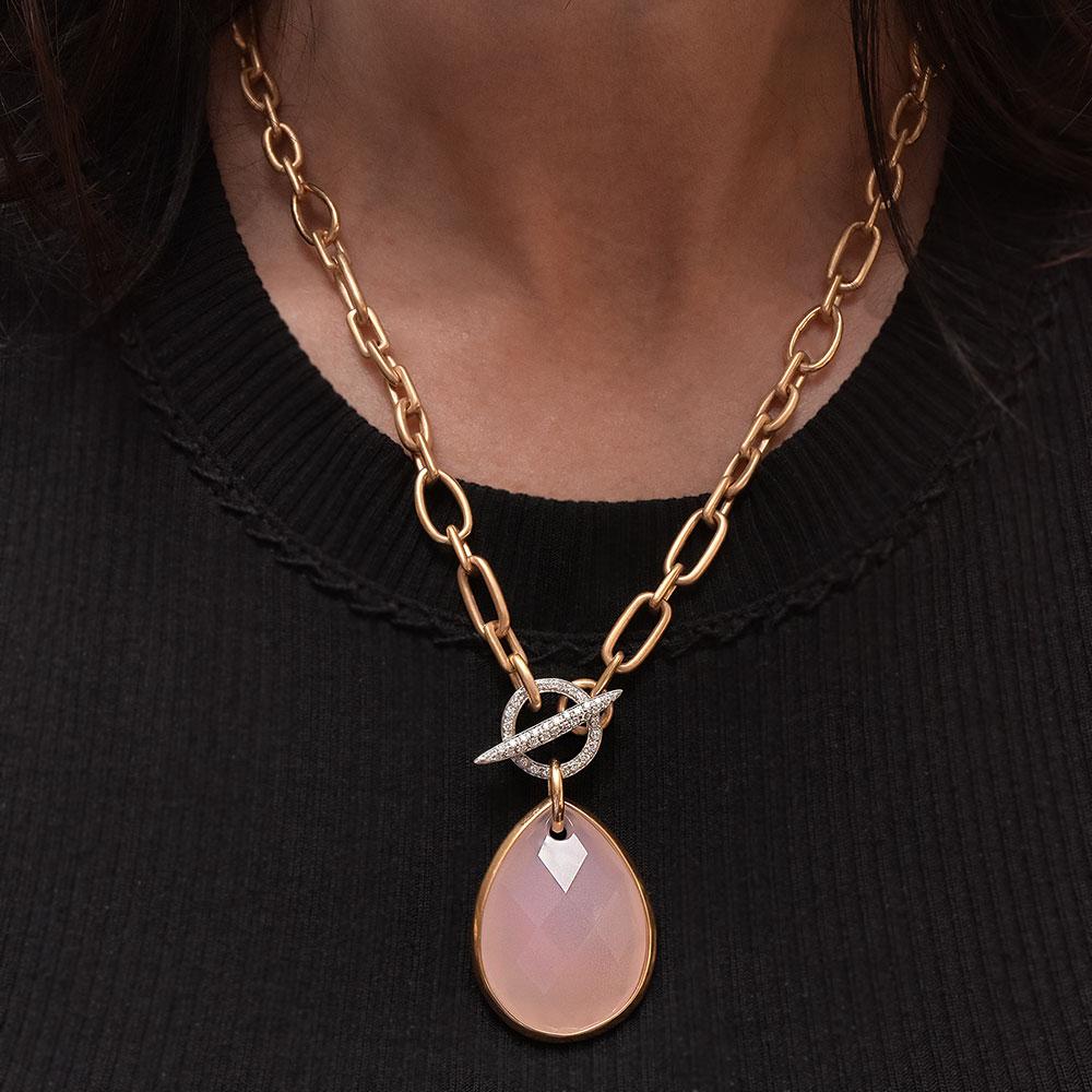 rose quartz diamond necklace