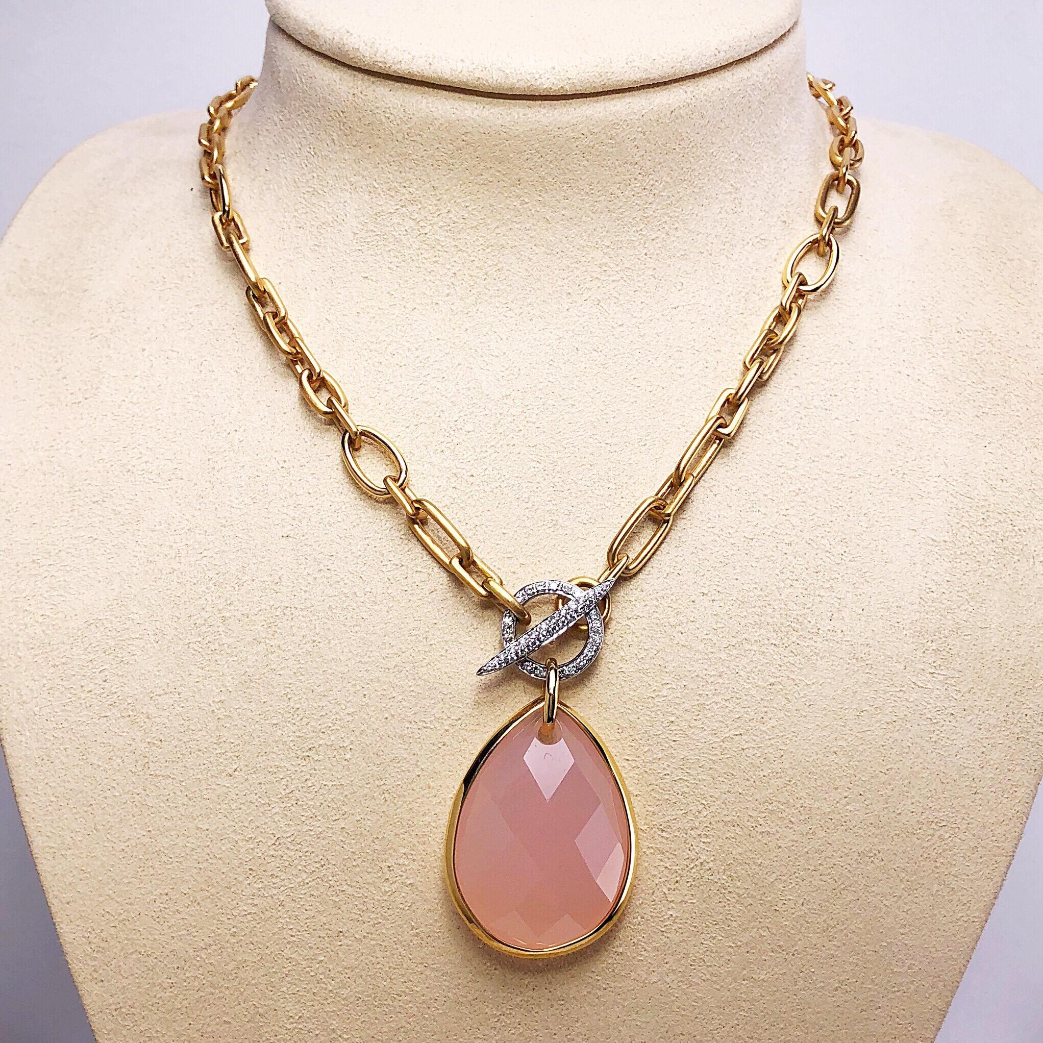 rose quartz 14k gold necklace