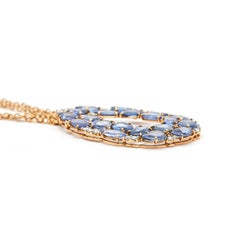18kt Rose Gold Pendant with Scattered Light blue Sapphires and Diamonds