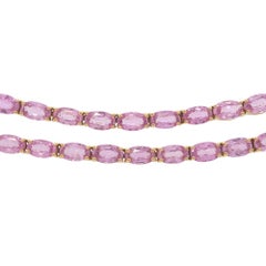 Collar de tenis de 29 pulgadas de zafiro rosa de oro rosa de 18 quilates