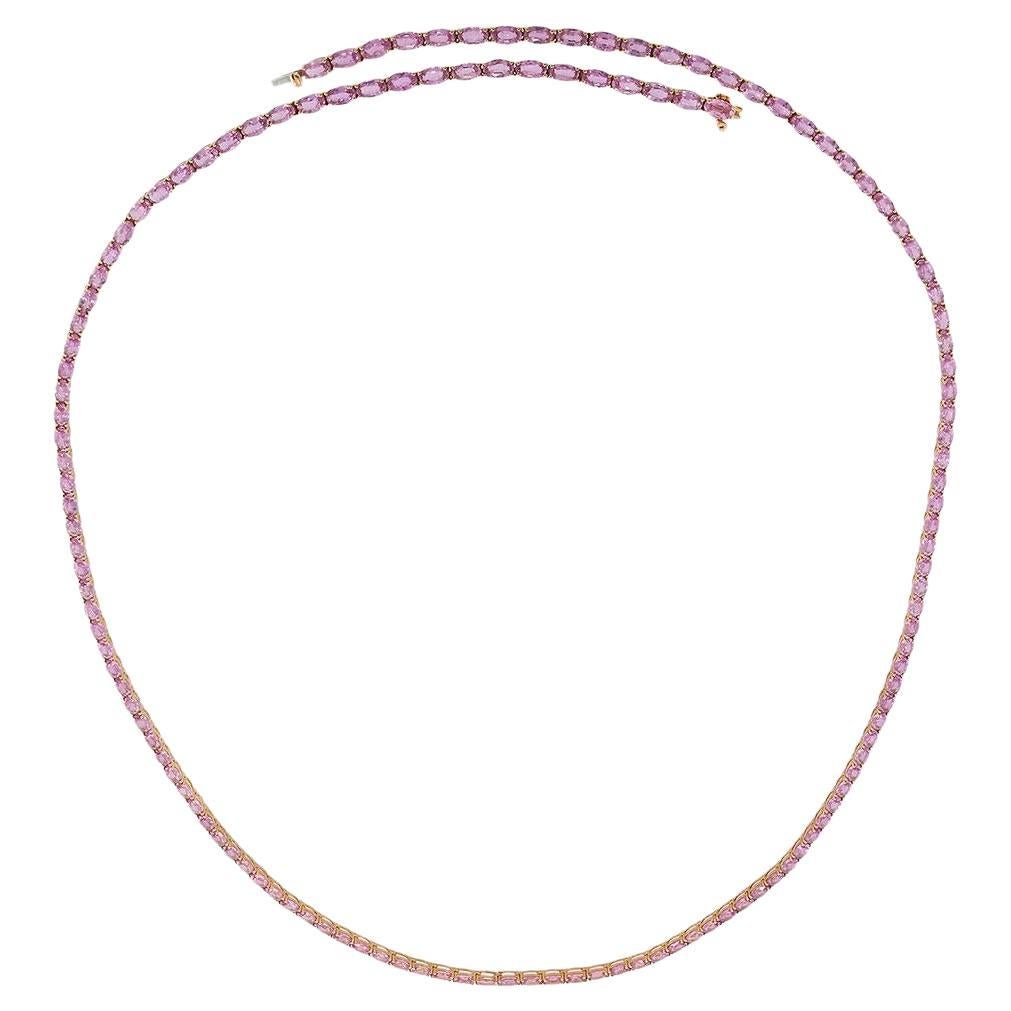18KT Rose Gold Pink Sapphire 29-Inch Tennis Necklace