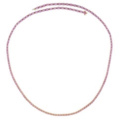 18KT Rose Gold Pink Sapphire 29-Inch Tennis Necklace