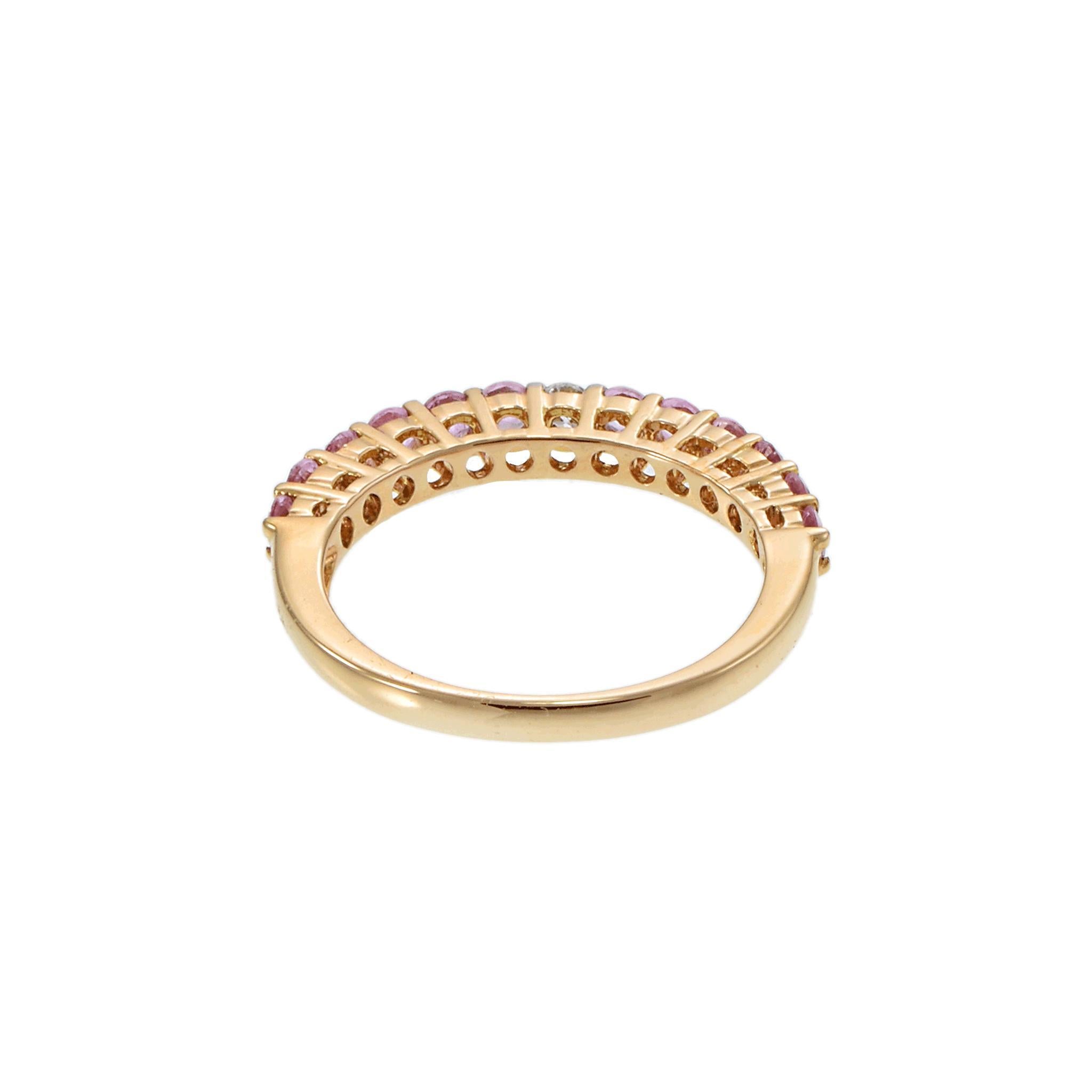 18KT Rose Gold Pink Sapphire and Diamond Accent Ring For Sale 1