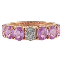 18KT Rose Gold Pink Sapphire And Diamond Band