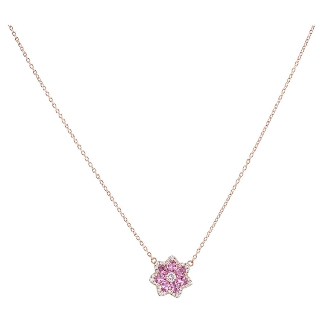 Collier en or rose 18KT avec saphir rose et diamant - SDP052 ITTI