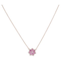 18KT Rose Gold Pink Sapphire & Diamond Necklace – SDP052 ITTI