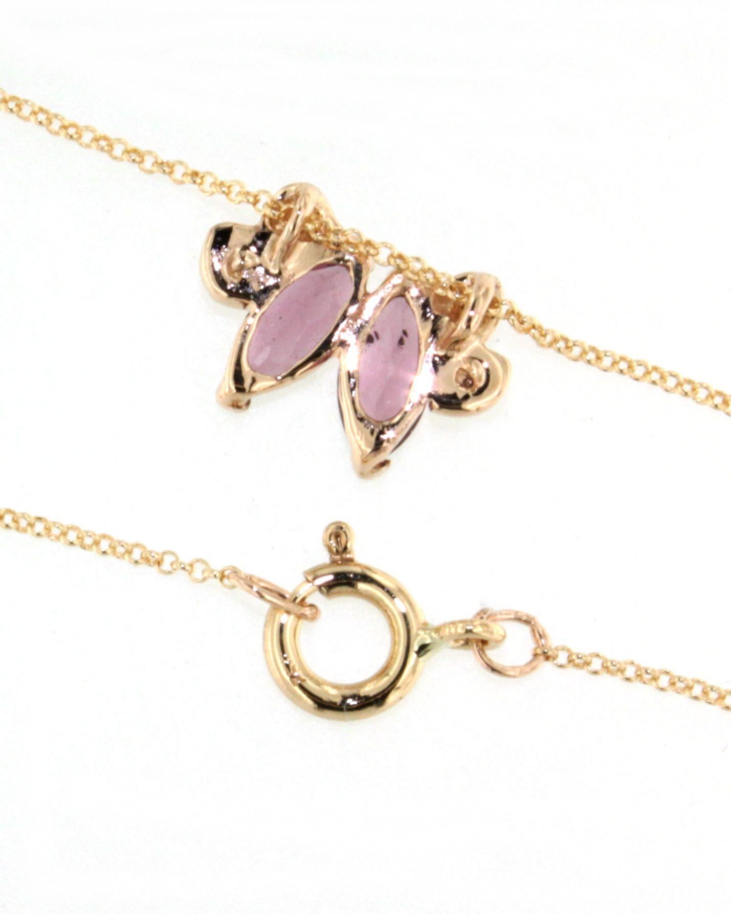18Kt Rose Gold Pink Tourmaline White Diamonds Fashion Choker Necklace For Sale 3