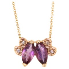 18Kt Rose Gold Pink Tourmaline White Diamonds Fashion Choker Necklace