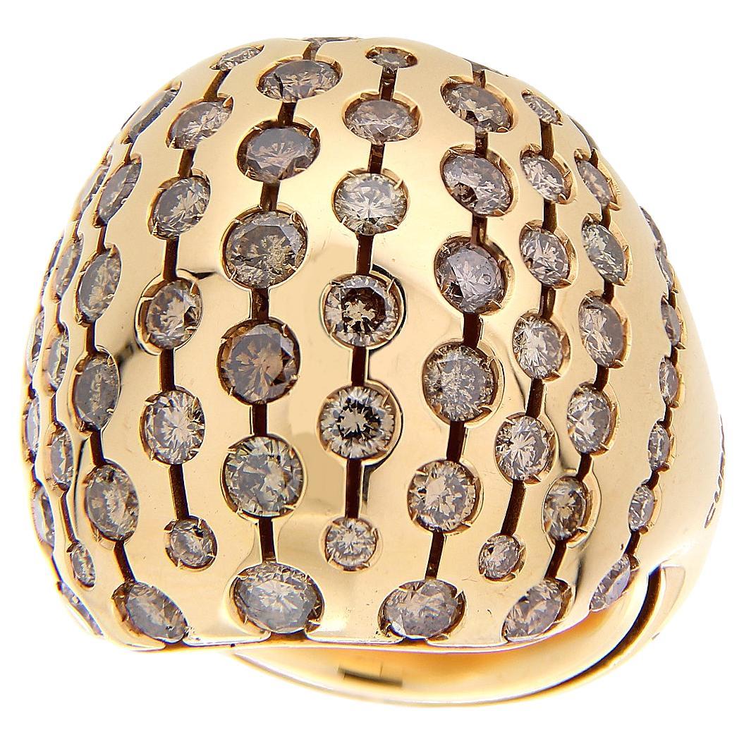 18Kt Rose Gold "Pois" Ring Brown Diamonds 6.53ct For Sale