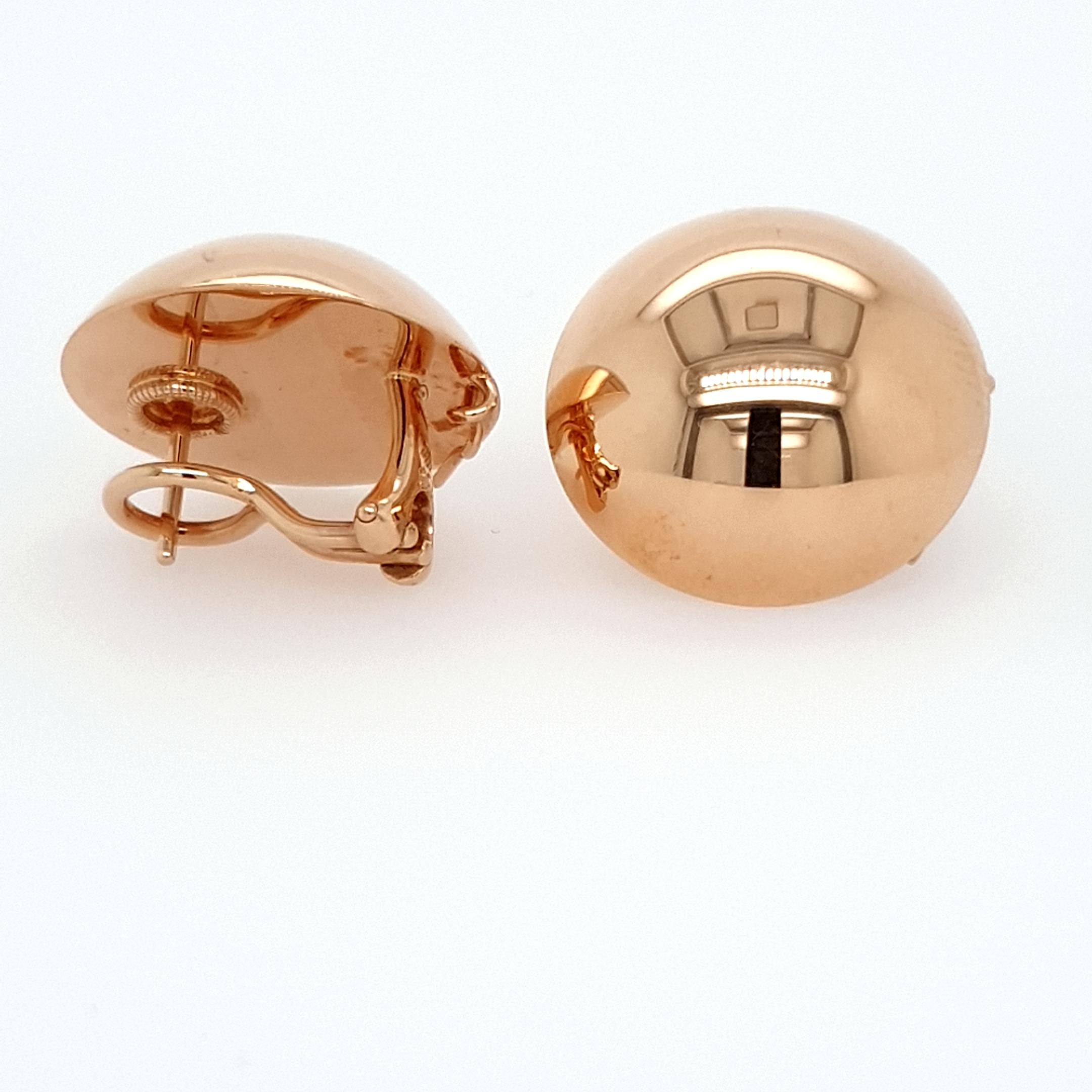 18kt Rosé Gold Polished, Earings, Earclips, Buttons For Sale 1