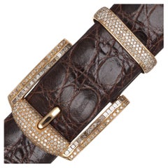 18Kt Rose Gold Kostbare Gürtelschnalle Brown Diamanten 5,63 ct Made in Italy Geschenk