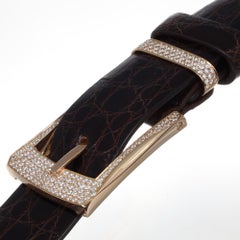 18Kt Rose Gold Precious Belt Buckle White Diamonds 4.82 ct Made in Italy Gift