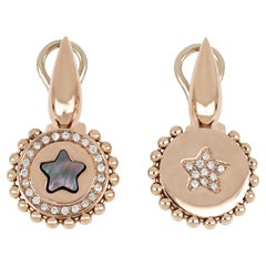 18kt Rose Gold Reverse Earrings "Star" With Diamonds and Mother-of-Pearl Insert