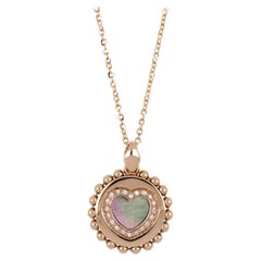 18kt Rose Gold Reverse Necklace "Heart" with Diamonds and Mother of Pearl Insert