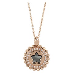 18kt Rose Gold Reverse Necklace "Star" with Diamonds and Mother of Pearl