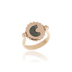 18kt Rose Gold Reverse Ring "For Ever" with Diamonds and Mother-of-Pearl Insert