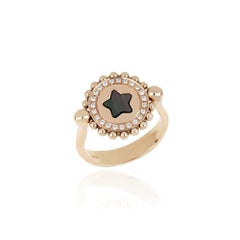 18kt Rose Gold Reverse Ring "Star" with Diamonds and Mother-of-Pearl Insert