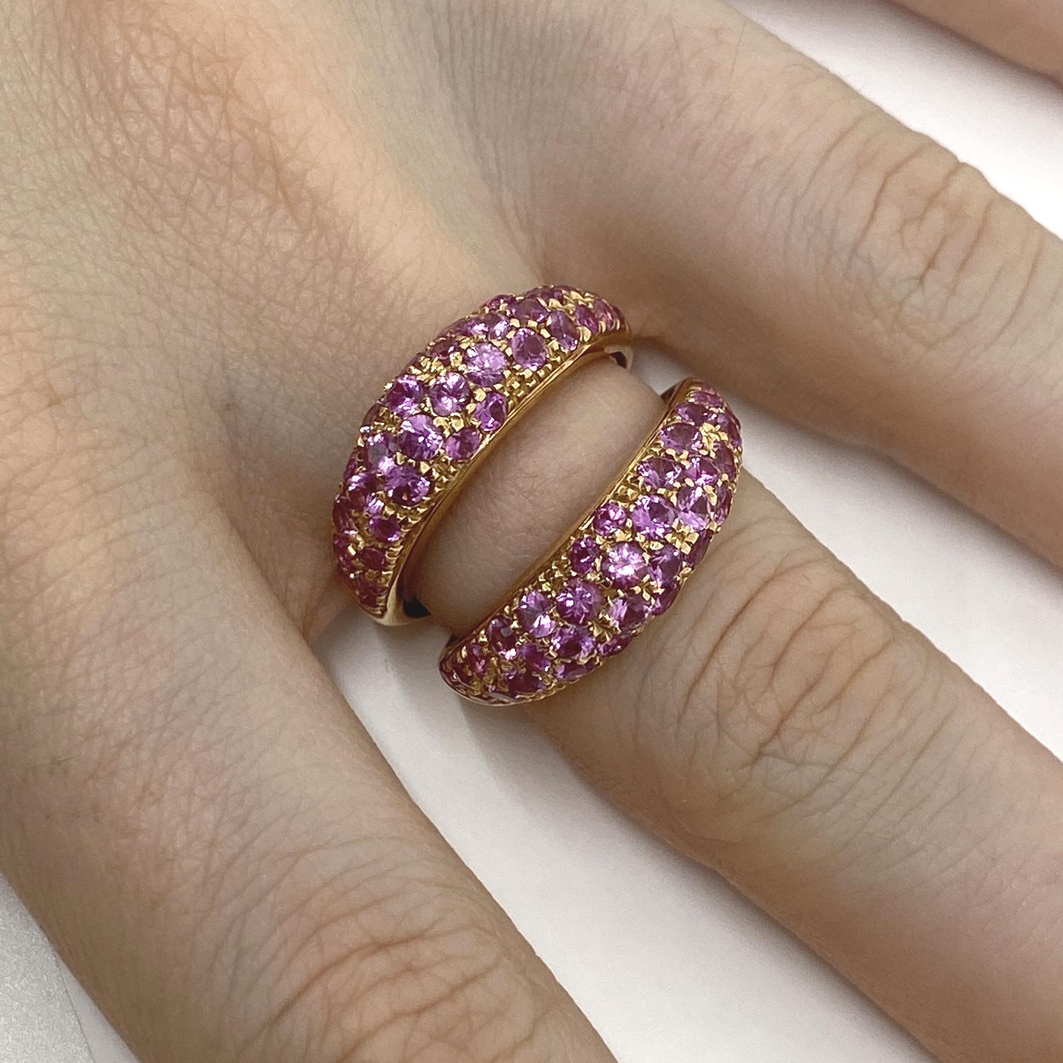 Ring made of 18 kt rose gold with natural brilliant-cut pink sapphires for ct 3.40 

Welcome to our jewelry collection, where every piece tells a story of timeless elegance and unparalleled craftsmanship. As a family-run business in Italy for over
