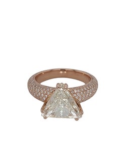 18kt Rose Gold Ring with 3.07ct Trillion Cut Diamond& 1ct Brilliant Cut Diamonds