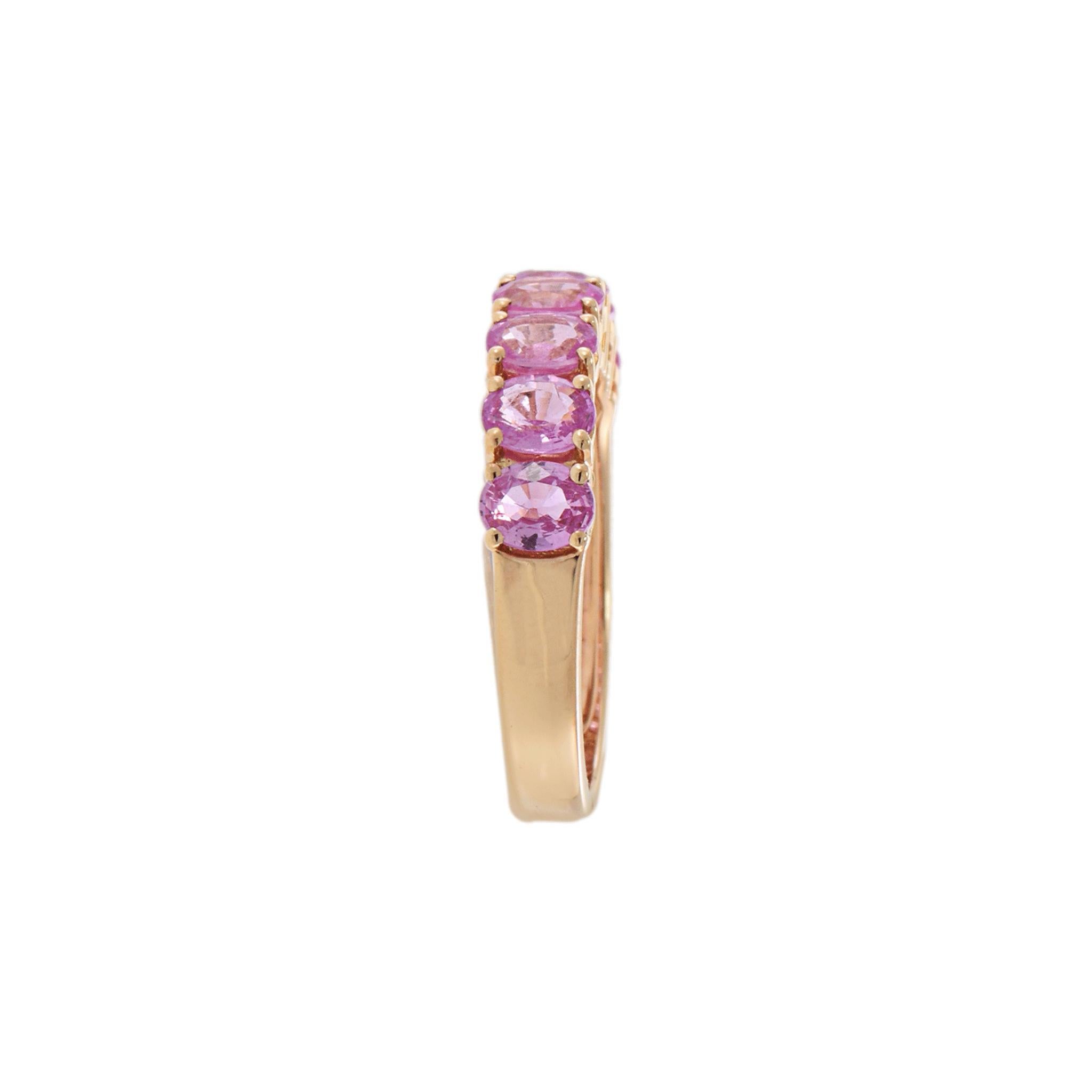 Anillo de Oro Rosa de 18 KT con Zafiros Rosas Ovalados en Nuevo estado para la venta en New York, NY