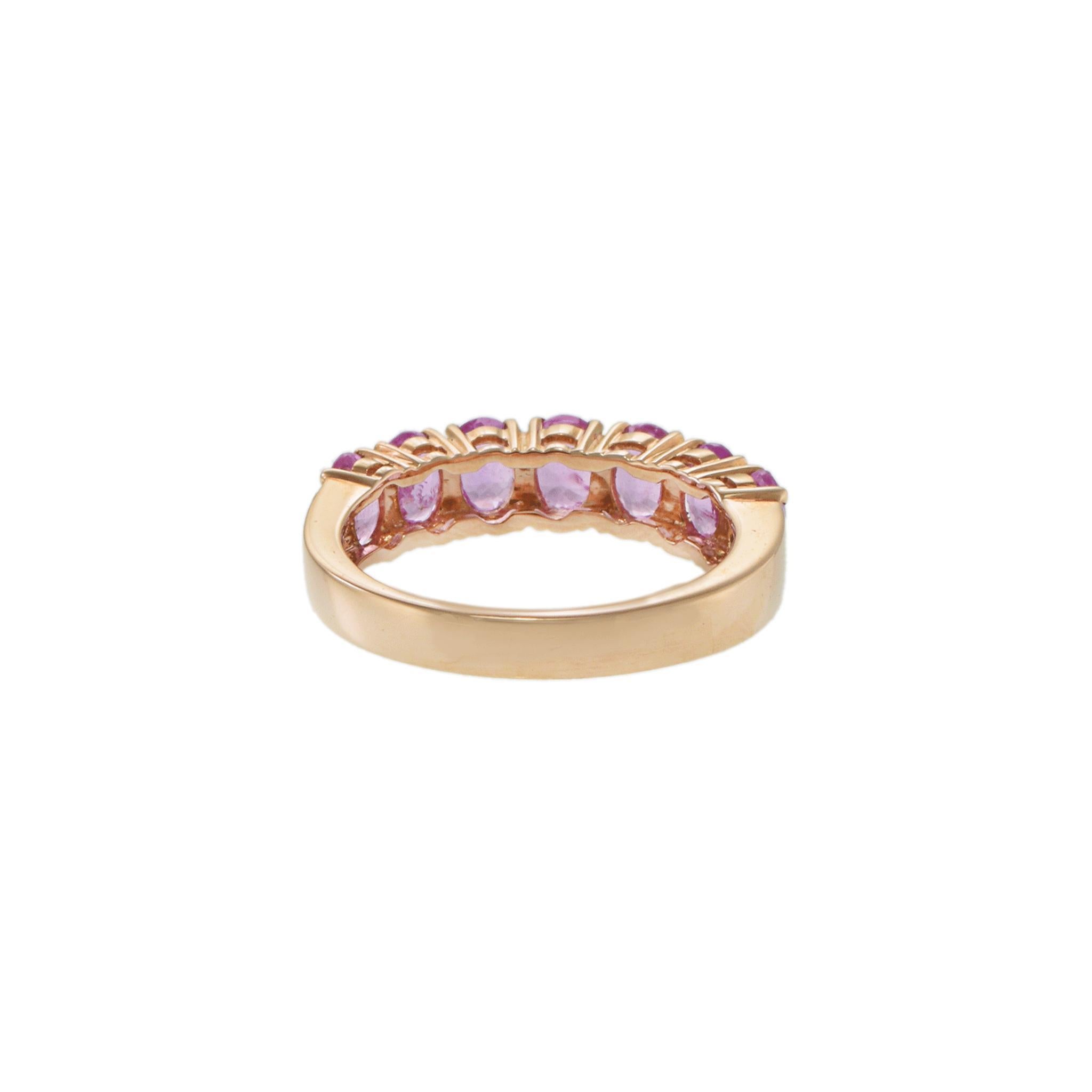 De las mujeres Anillo de Oro Rosa de 18 KT con Zafiros Rosas Ovalados en venta