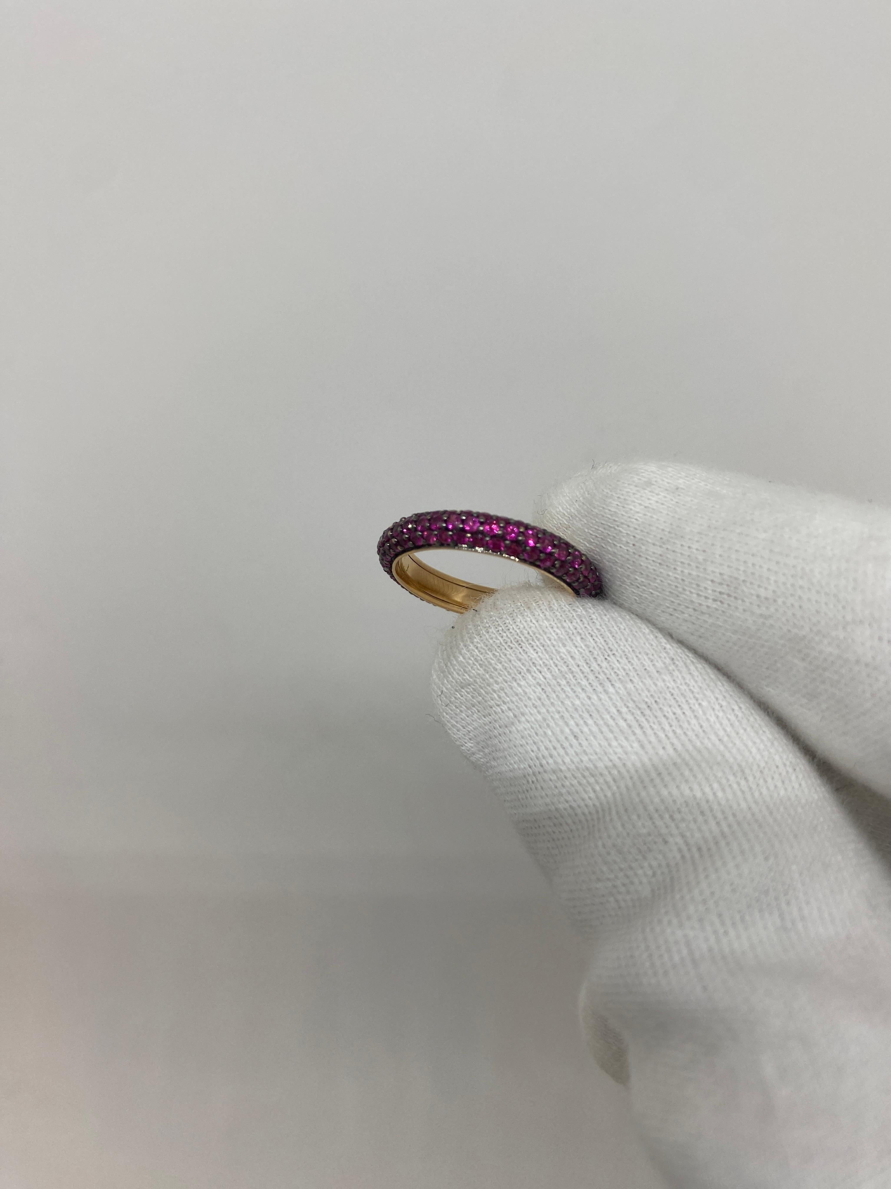 18kt Rose Gold Riviere Rubies 1.43 Ct In New Condition For Sale In Bergamo, BG
