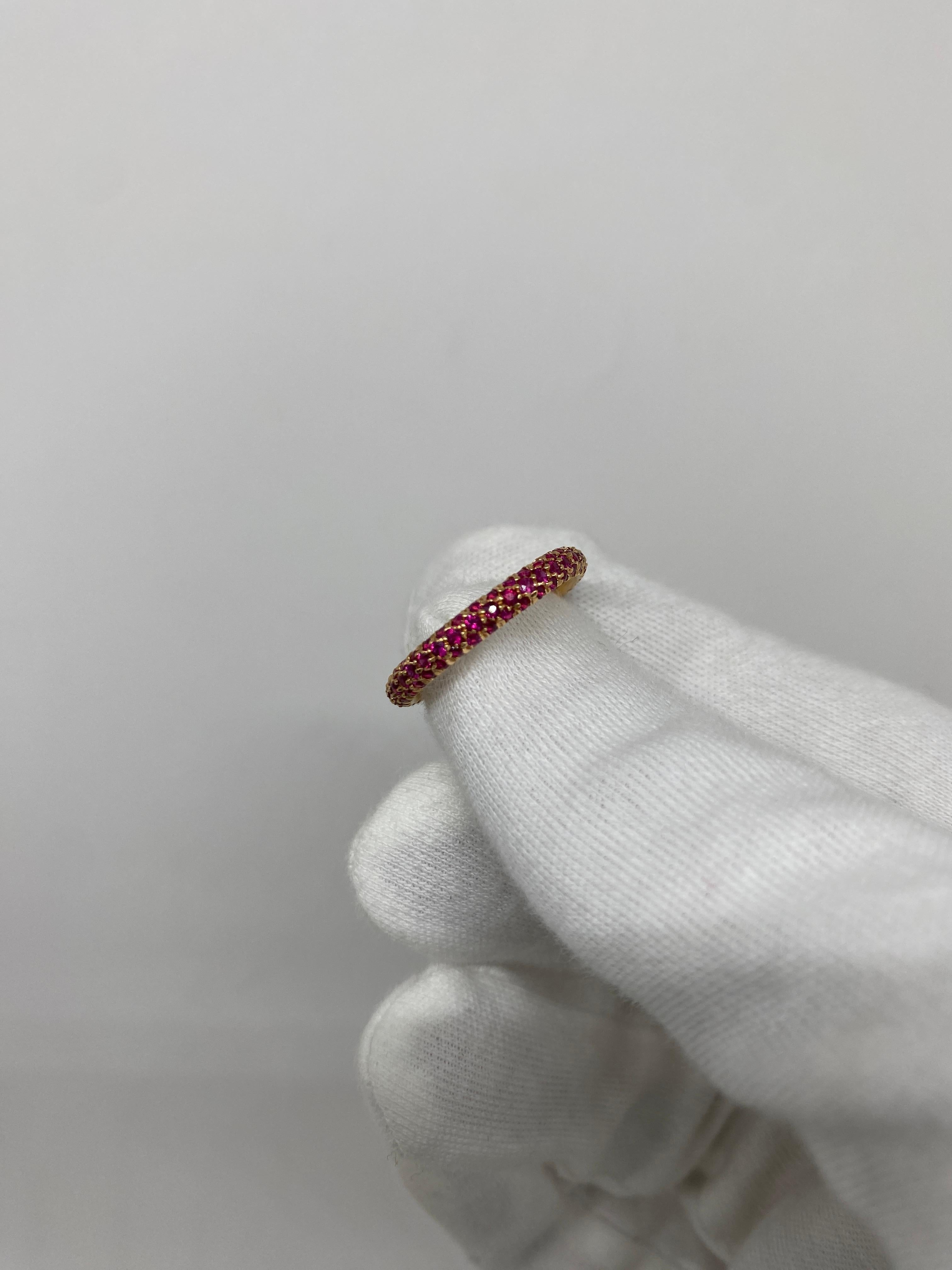 18Kt Rose Gold Rubies Pavé 1.37 ct In New Condition For Sale In Bergamo, BG
