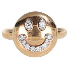 18kt Rose Gold "Smile" Ring with Diamond Pavé