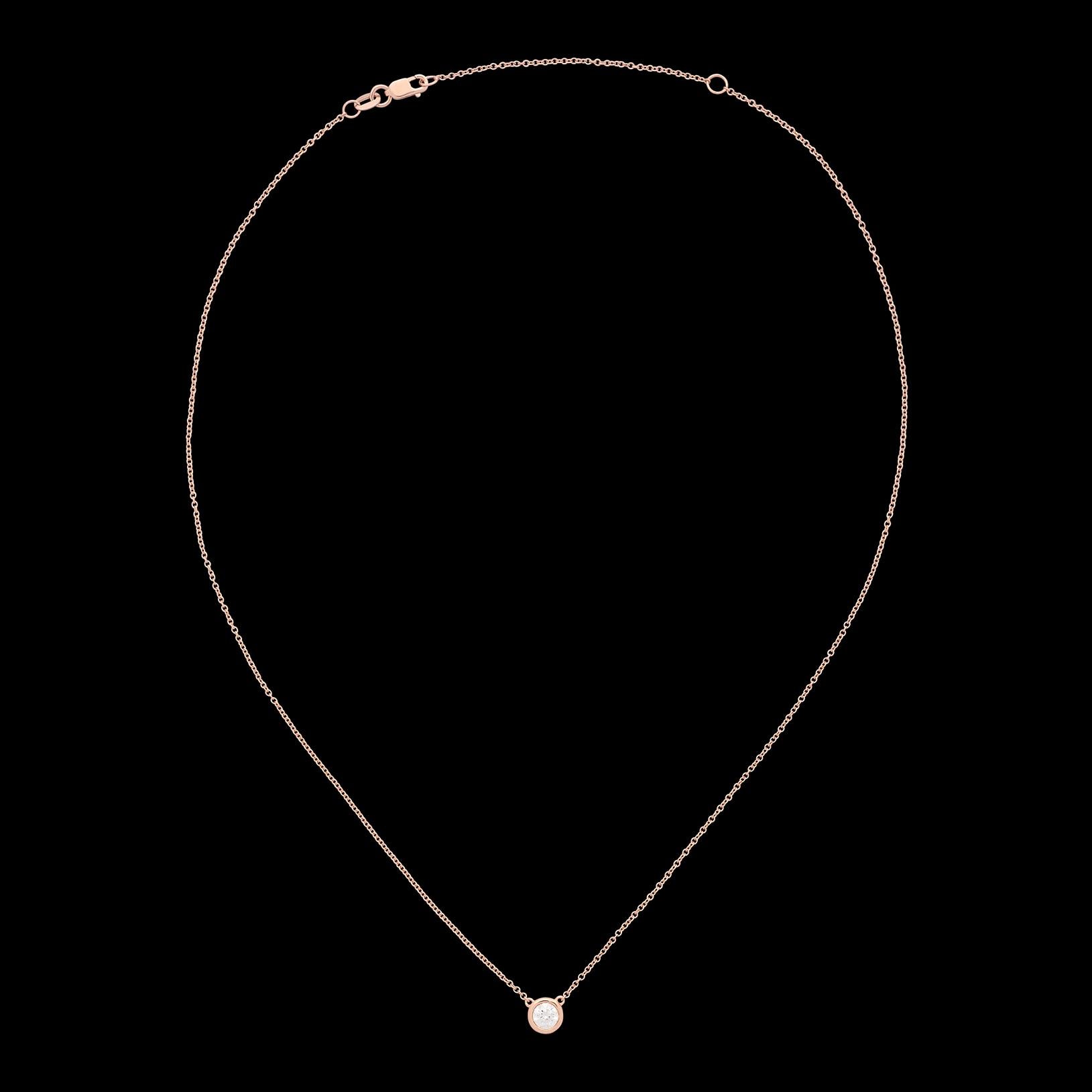 Collana con diamante solitario in oro rosa 18kt In condizioni Nuovo in vendita a San Francisco, CA