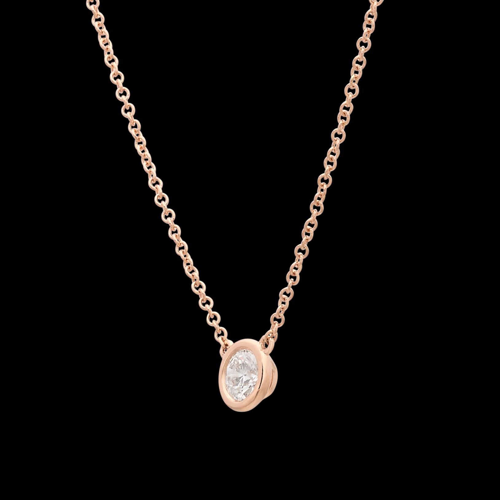 Collana con diamante solitario in oro rosa 18kt in vendita 1