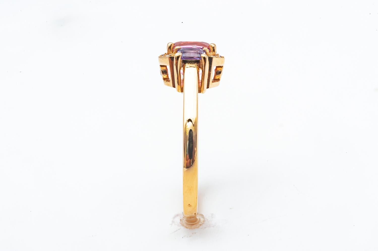 Spinel Pink Sapphire and Diamond Cocktail Ring Rose Gold 18 Karat In New Condition For Sale In Vannes, FR