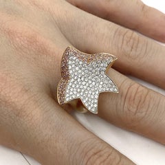 18kt Rose Gold Star Ring 0.82 Ct White Diamonds 0.63 Fancy Pink Natural Diamonds