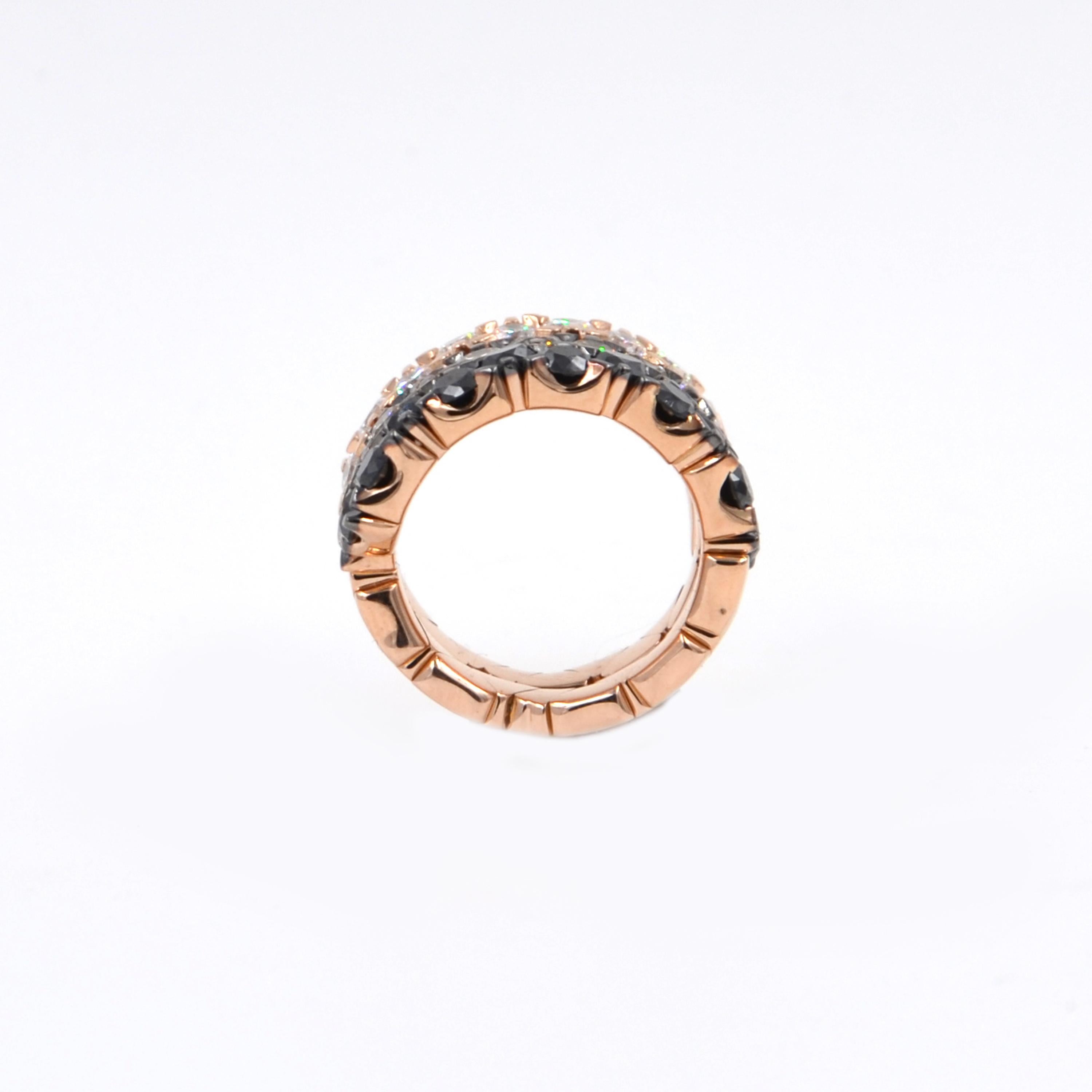 Women's 18 Karat Rose Gold Tricolor Diamonds Coil Garavelli Ring