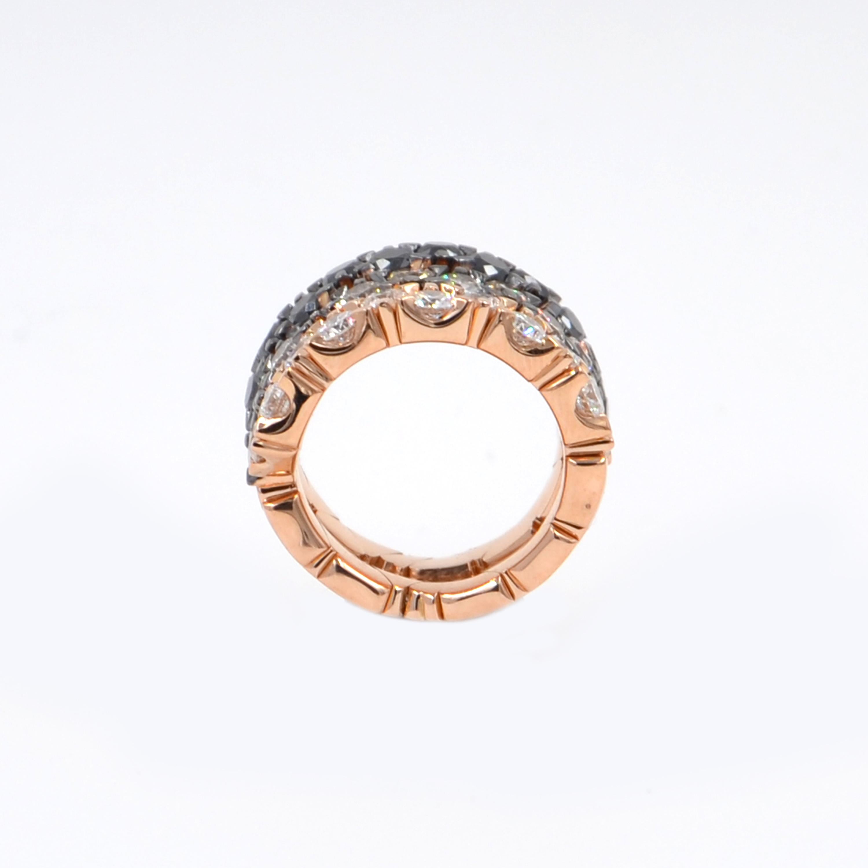 18 Karat Rose Gold Tricolor Diamonds Coil Garavelli Ring 1