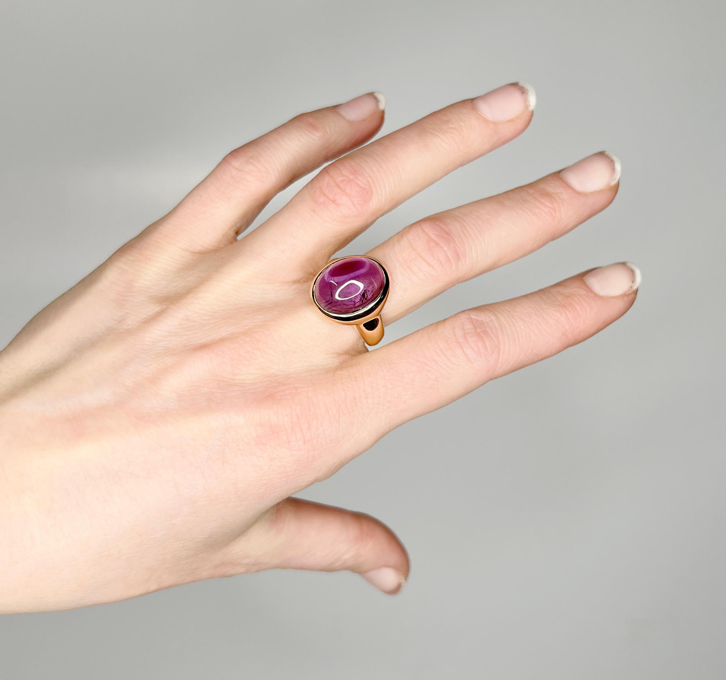 Rose Cut 18 Karat Rose Gold with Amazing Amethyst Modern Cocktail Ring For Sale