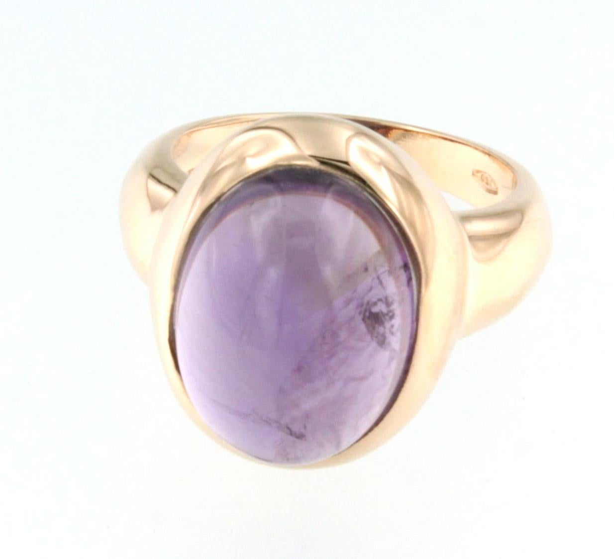 Women's or Men's 18 Karat Rose Gold with Amazing Amethyst Modern Cocktail Ring For Sale
