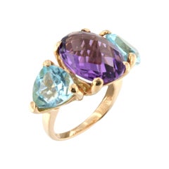 18kt Rose Gold with Amethyst and Blue Topaz Ring