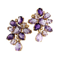 18kt Rose Gold with Amethyst and White Diamonds Earrings